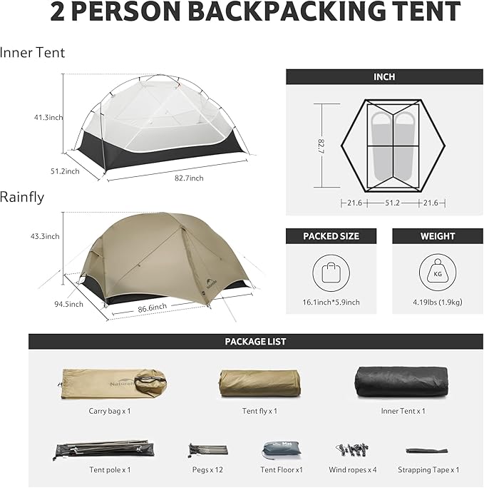 Naturehike Mongar™ UL 2-Person Ultralight Backpacking Tent (2026)