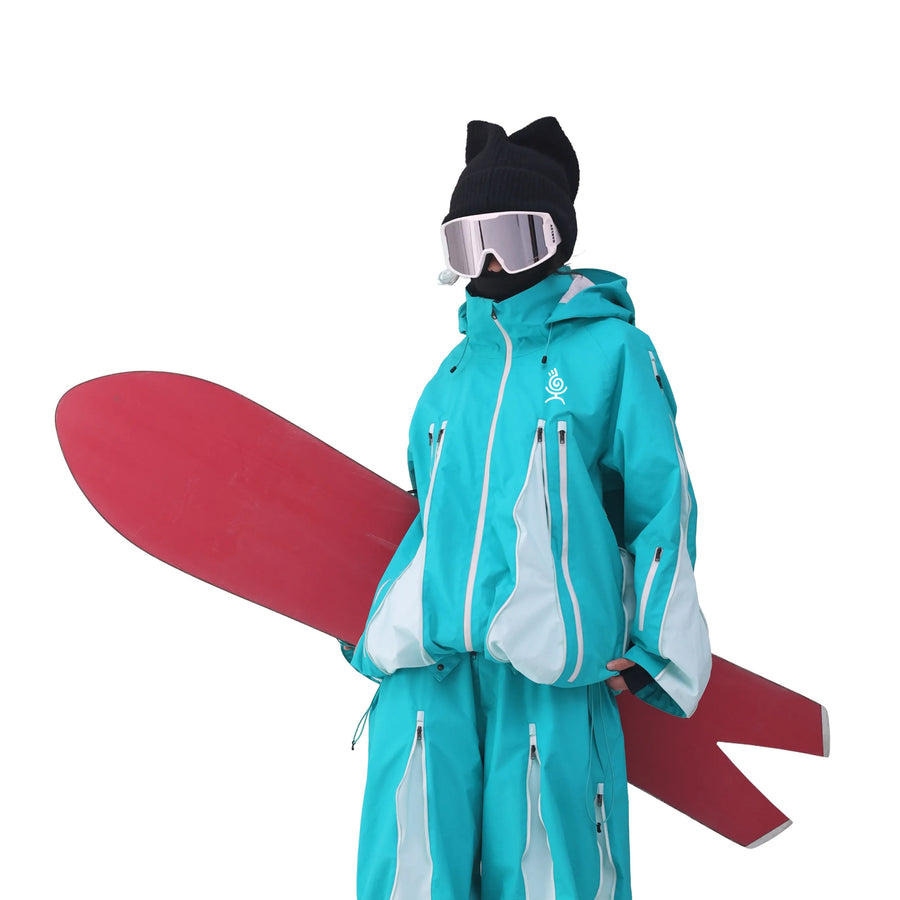 YEYEPOP Ghost Octopus 3L Insulated Snow Jacket & Pants Set - Unisex — Ice Teal
