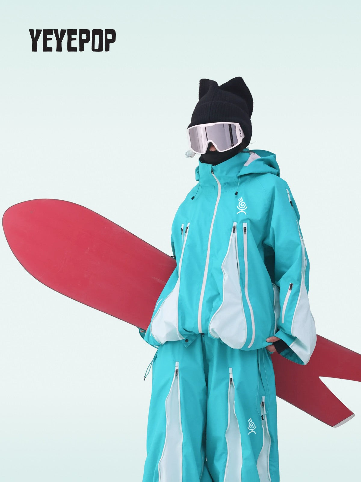 YEYEPOP Ghost Octopus 3L Insulated Snow Jacket & Pants Set - Unisex — Ice Teal