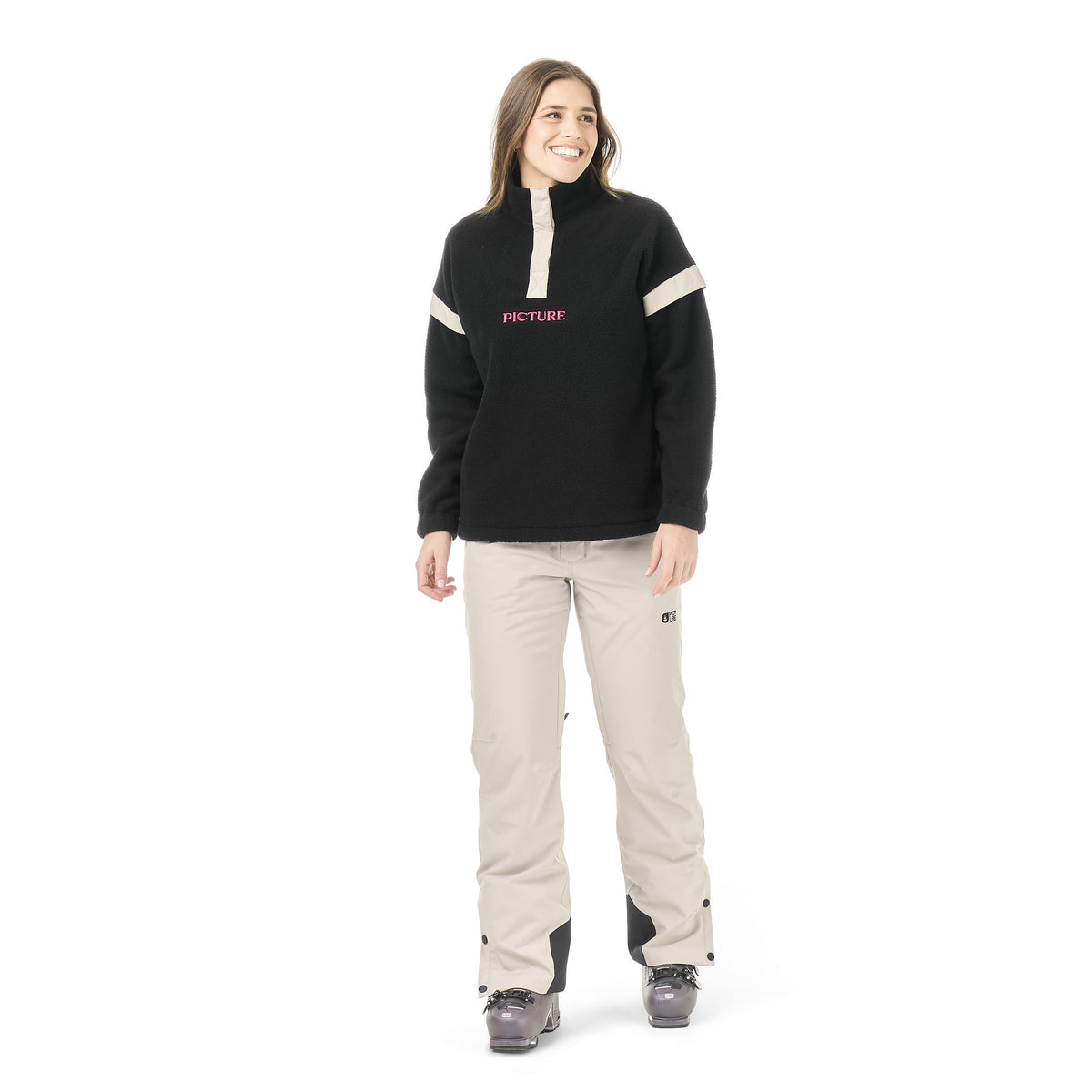 Picture Velora 1/4 Fleece - Women's - Black, on model
