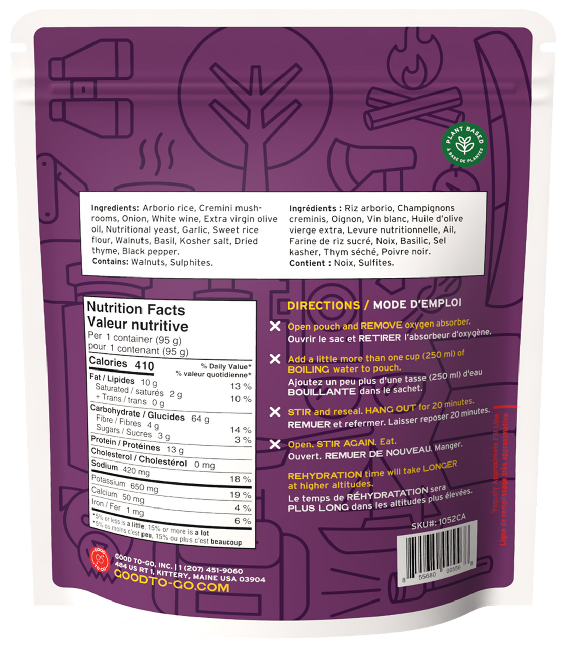 Good To-Go Mushroom Risotto Dehydrated Meal