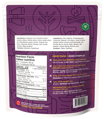 Good To-Go Mushroom Risotto Dehydrated Meal