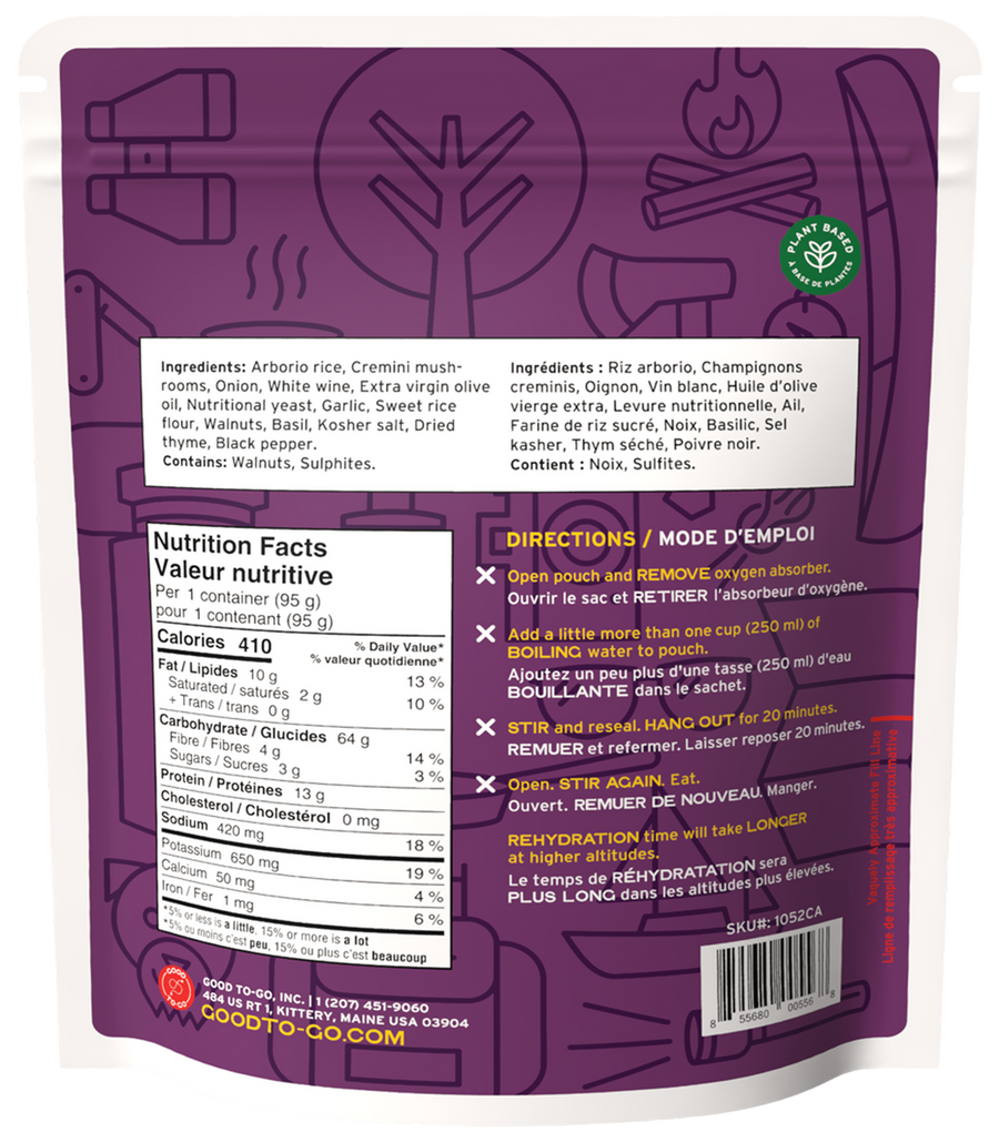 Good To-Go Mushroom Risotto Dehydrated Meal