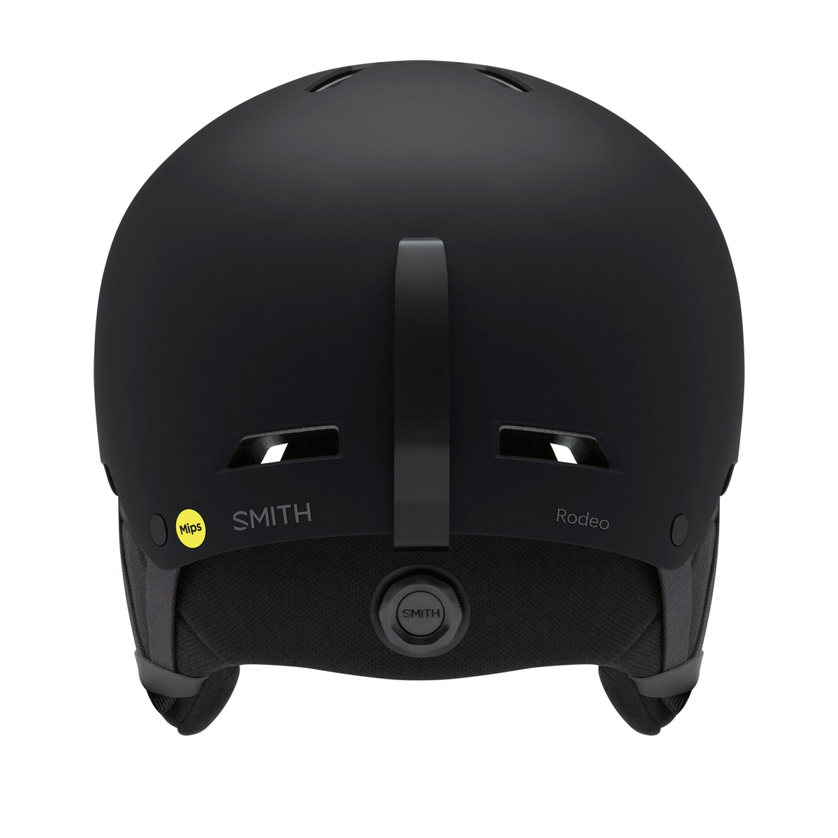 Smith Rodeo MIPS Round Contour Fit Ski & Snowboard Helmet in Matte Black — back (official Smith product image)