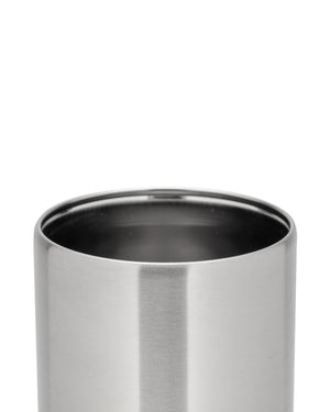 Snow Peak Shimo Can Cooler 350 close-up: empty mirror-polished interior and rolled stainless rim