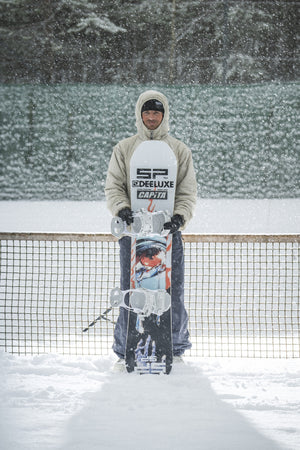 SP Base+ Snowboard Bindings — White, on a board