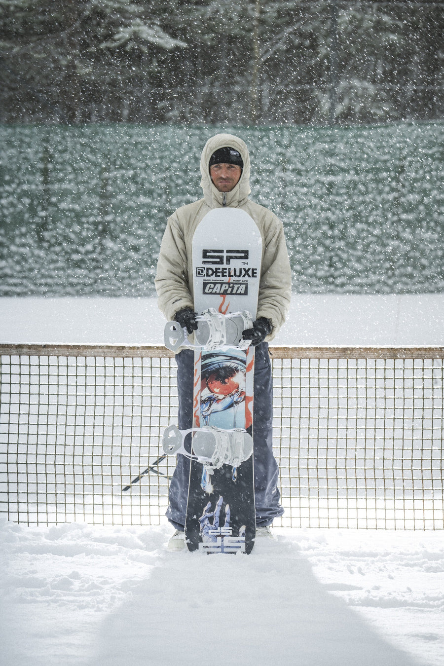 SP Base+ Snowboard Bindings — White, on a board