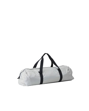 Snow Peak Takibi Tarp Hexa Set M carry duffel in off-white with black webbing handles and a full-length zipper