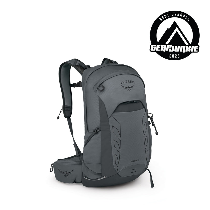 Osprey Talon 22 backpack in Phantom Grey/Dark Charcoal, front white-background view