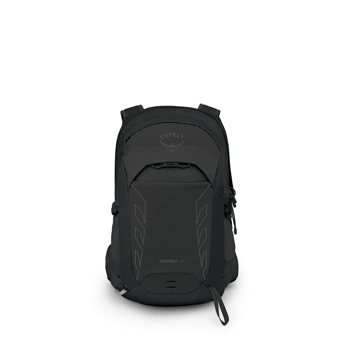 Osprey Tempest 22 backpack front view in Black/Coal Grey