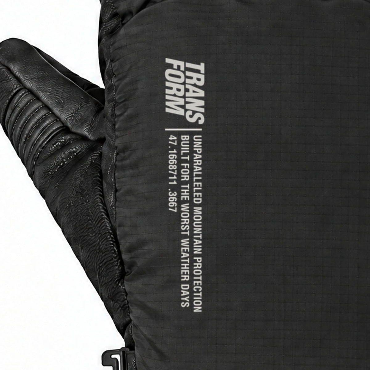 Transform KO Glove — Black, back print detail