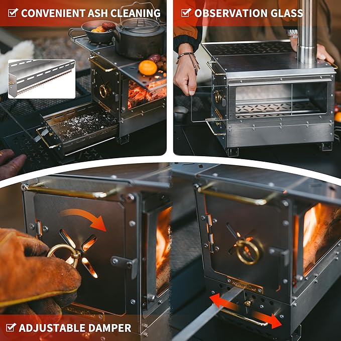 Icefield Ranger features: slide-out ash tray, long glass side window, rotary damper on the door and sliding vent underneath