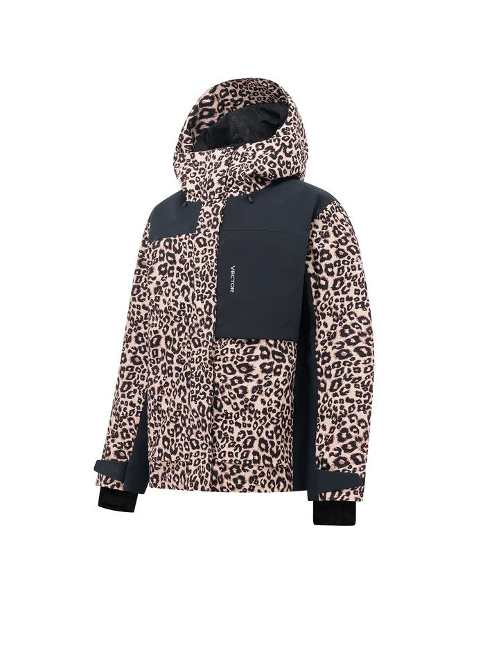 Vector Strider 3L PrimaLoft Insulated Snow Jacket — Classic Brown Leopard, three-quarter