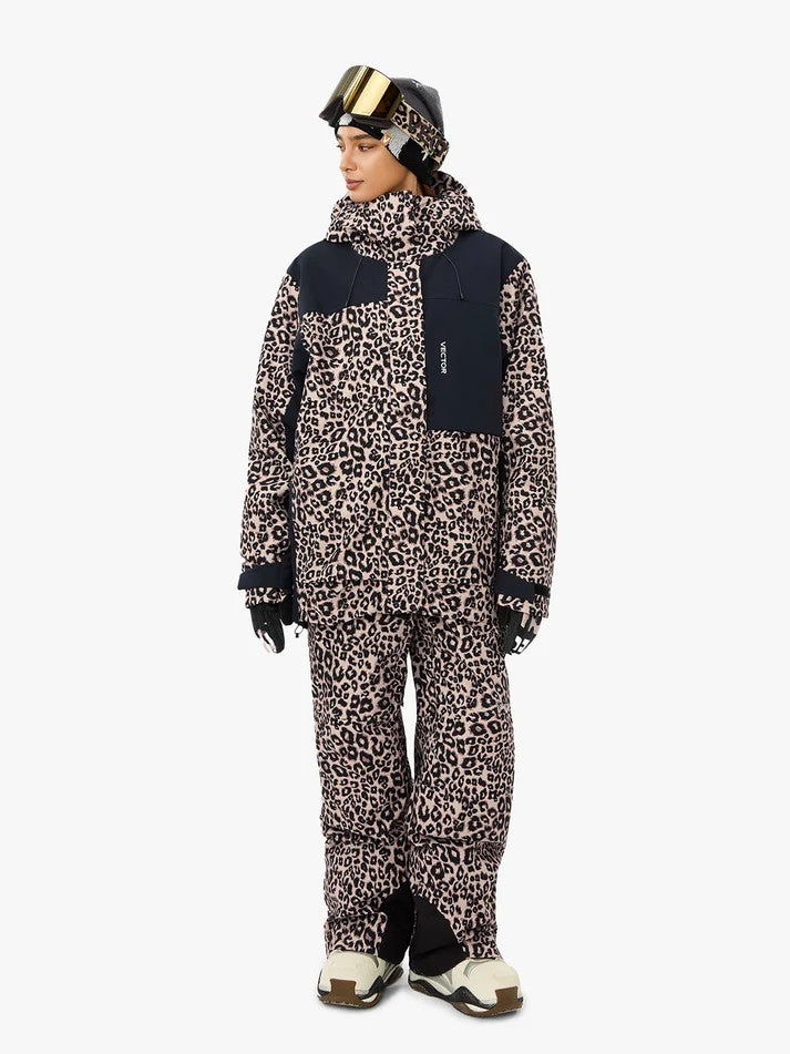 Vector Strider 3L PrimaLoft Insulated Snow Jacket — Classic Brown Leopard, on model